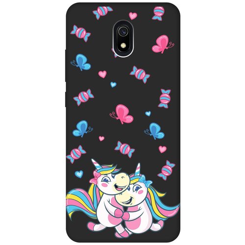 Матовый чехол Unicorns and Candies для Xiaomi Redmi 8A / Сяоми Редми 8А с 3D эффектом черный матовый чехол unicorns and candies для xiaomi redmi 5 сяоми редми 5 с 3d эффектом черный