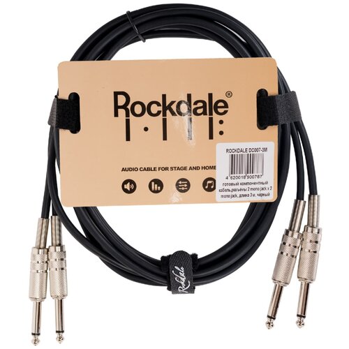 Кабель 2 mono jack x 2 mono jack ROCKDALE DC007-3M (3 метра) rockdale wild d3 инструментальный гитарный кабель цвет светлозеленый металлические разъемы mono jack mono jack 3 метра