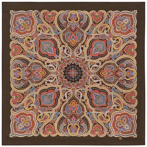 Павловопосадские платки / Шерстяной платок, 1949 Воскресное утро, вид 16, коричневый