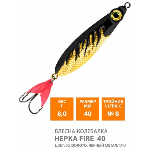 фото Блесна колебалка для рыбалки aqua нерка fire 40mm 8g цвет 02