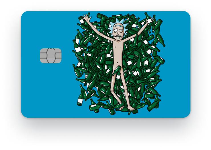 Наклейка на банковскую карту, стикер на карту, маленький чип, мемы, приколы, комиксы, стильная наклейка Рик и Морти №11