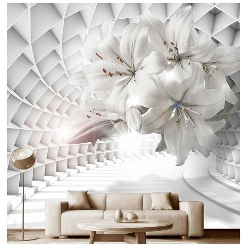 Фотообои на стену флизелиновые 3D Модный Дом Цветочный тоннель 300x290 см (ШxВ)