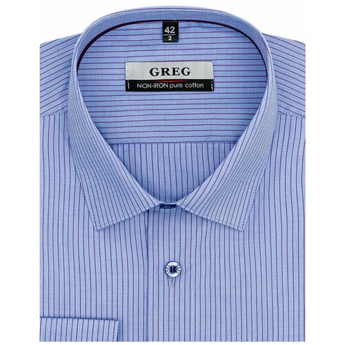 Рубашка мужская длинный рукав GREG 271/231/5572/Z/1p, Полуприталенный силуэт / Regular fit, цвет Голубой, рост 174-184, размер ворота 42