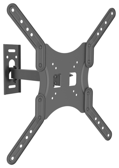Кронштейн на стену наклонно-поворотный MasterKron. VESA 400х400. для ТВ 13"-55"(33-140см) и весом до 30 кг. Черный.
