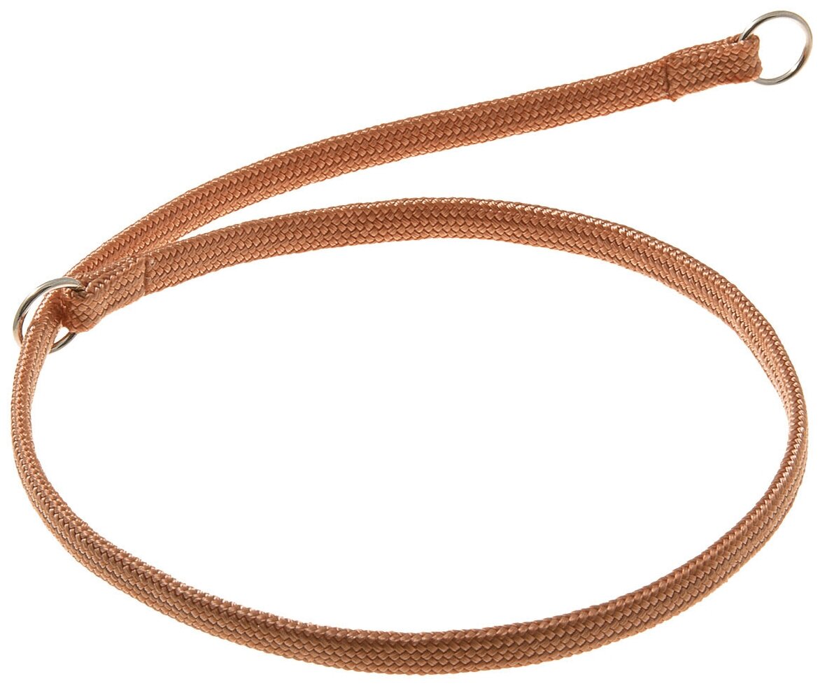 Ошейник удавка для собак V.I.Pet с 2-я кольцами (лента-чулок) 7 мм, 65 см, светло-коричневый