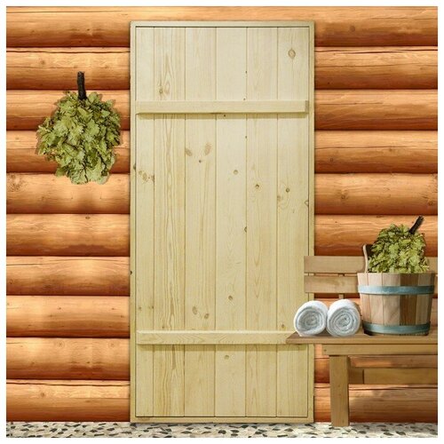 Дверной блок для бани 170×70см из сосны на клиньях массив Добропаровъ