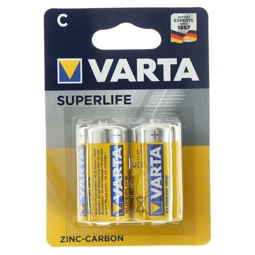 varta батарейка солевая varta superlife c r14 2bl 1 5в блистер 2 шт Батарейка солевая Varta SuperLife, C, R14-2BL, 1.5В, блистер, 2 шт.