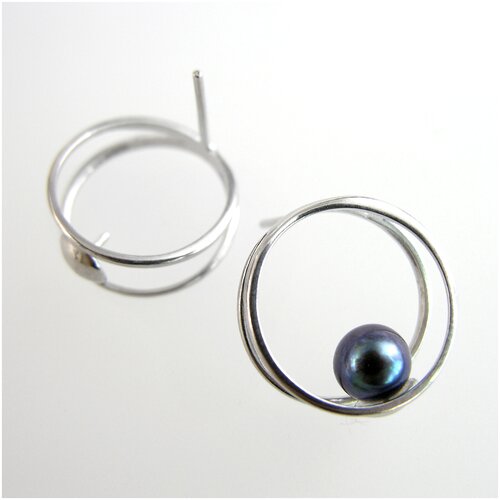 Швензы-пусеты Du Soleil Sterling Silver Rhodium Plated 19х8 мм (пара)