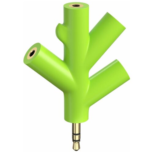 Аудио сплиттер переходник GSMIN Fir разветвитель адаптер для четырех наушников Mini Jack джек 3.5 мм для смартфона, ноутбука, ПК (Зеленый)