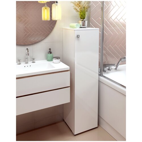 Шкаф для ванной комнаты, REGENT style, Пенал Виола 1дверь, белый, правый, 115*30*30