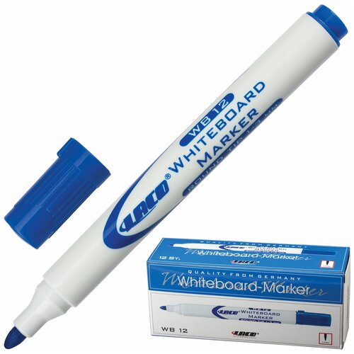 Маркер стираемый для белой доски синий, LACO (лако, Германия), 3 мм, WB12 1 шт.
