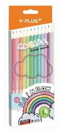 Карандаши цветные Y-Plus Rainbow Pastel, 12 цветов