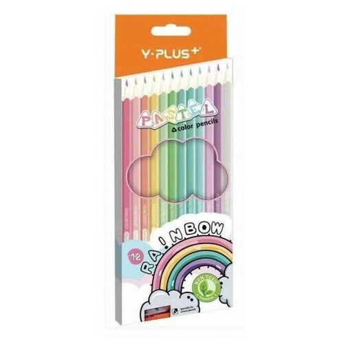 Карандаши цветные Y-Plus Rainbow Pastel, 12 цветов карандаши набор 12 цветов y plus we tri пластиковые