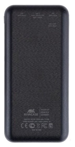 RIVACASE VA2580 (20 000mAh), QC/PD 20W внешний аккумулятор с дисплеем, черный /24