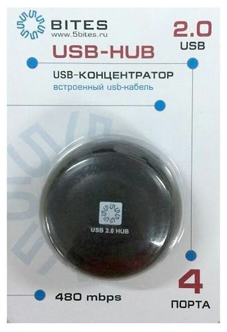 Концентратор 5bites HB24-200BK 4 порта USB2.0, черный - фото №4