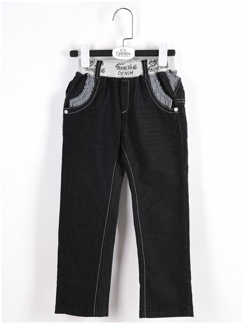 Джинсы Cascatto, прямой силуэт, карманы, пояс на резинке, размер 104-110, черный