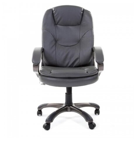 Офисное кресло, кресло руководителя CHAIRMAN 668 в черном пластике, экокожа, серый