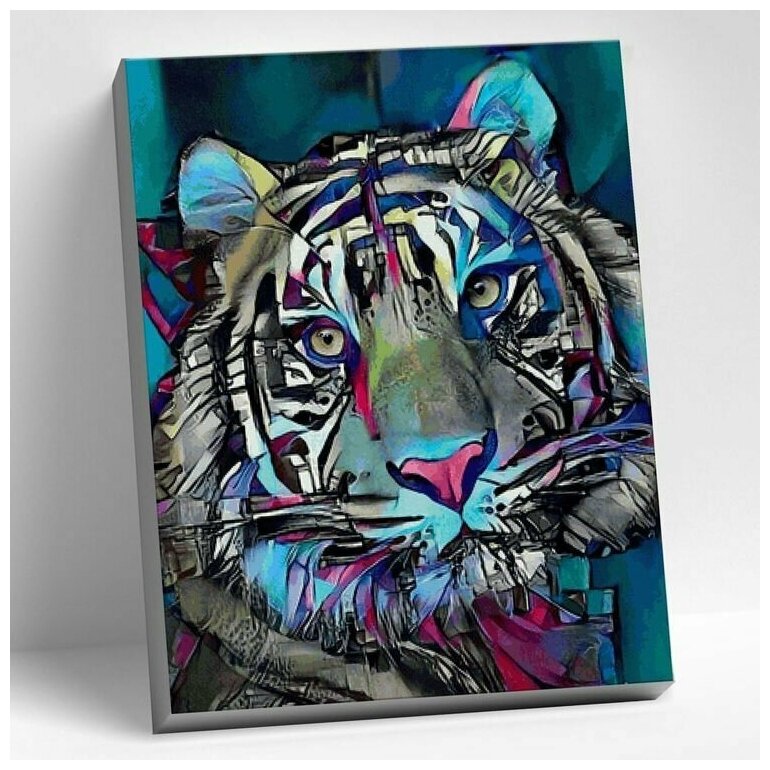 Картина по номерам на холсте с подрамником Molly "Радужный тигр", Раскраска 40x50 см, Тигры Поп-арт Животные Стили