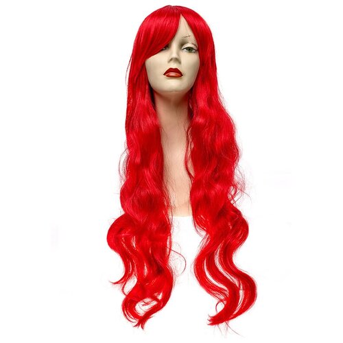 Парик длинный волнистый с челкой, 80 см. (Цв: Красный ) длинный волнистый парик с челкой русый