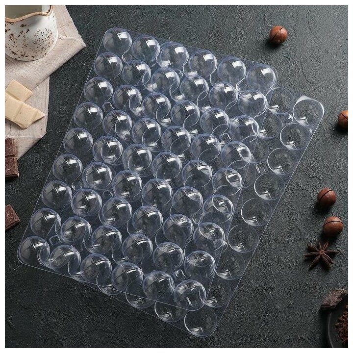 Форма для шоколада и конфет из 2-х частей "Конфеты", 31,5х21 см, 54 ячейки, 3х1,5 см