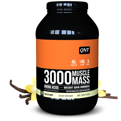 Гейнер QNT 3000 Muscle Mass, 1300 г, ваниль qnt metapure mass vanilla 1815 g гейнер масс метапьюр ваниль 1815 г