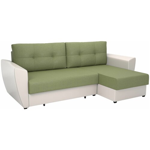 Диван - кровать угловой софия 83/230/142 жаккард тесла форест / кож. зам. белоснежный TEX MILK