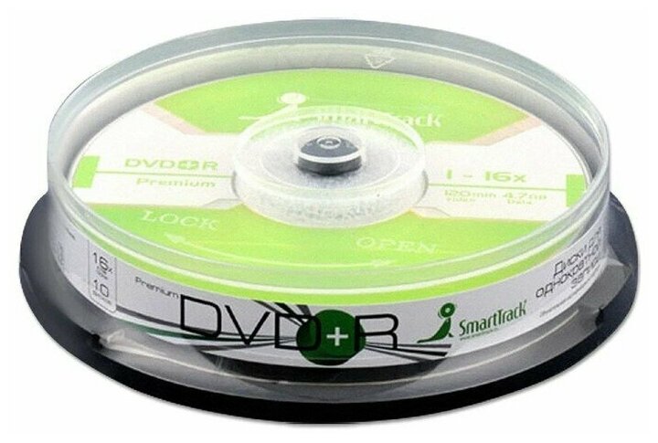 Диск DVD+R SmartTrack, 16х, 4.7 Гб, Cake Box, 10 шт 7829619