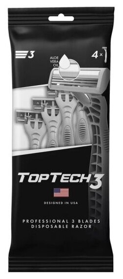 Бритвы одноразовые Toptech 3 лезвия, 4 шт