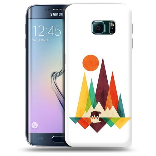 Чехол задняя-панель-накладка-бампер MyPads нарисованные горы с медведем для Samsung Galaxy S6 Edge противоударный