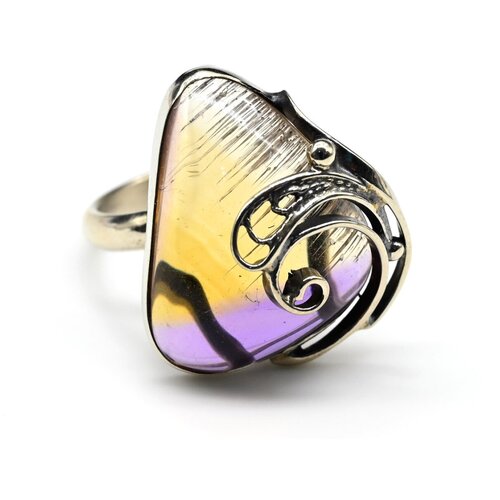 фото Кольцо радуга камня, гeлиoлит, аметрин, размер 17, мультиколор