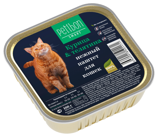 Petibon Smart Паштет для кошек с курицей и телятиной 100г
