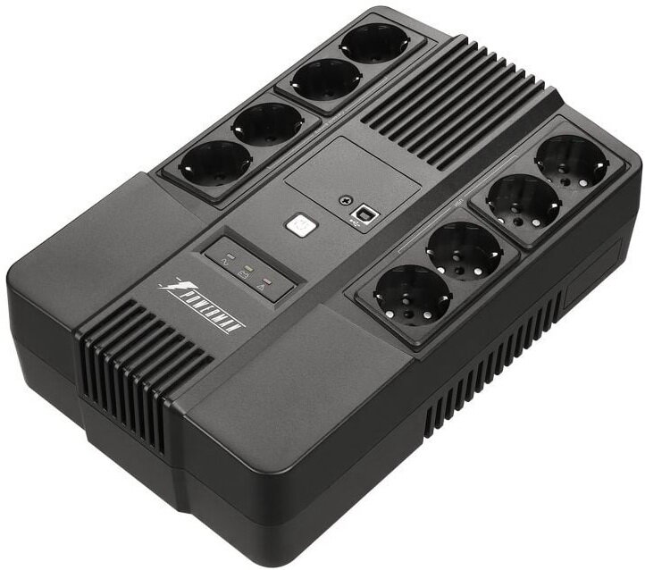ИБП POWERMAN Brick 850 PLUS линейно-интерактивный 850ВА 480Вт 4 евророзетки с резервным питанием 4 евророзетки с фильтрацией USB защита RJ45/RJ