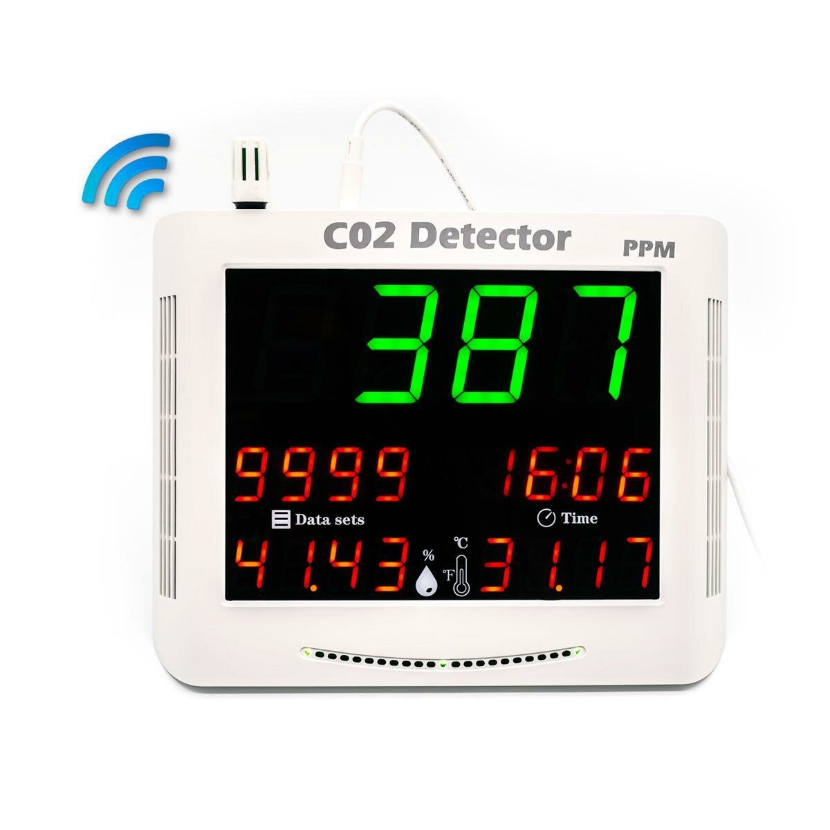Профессиональный TUYA-WiFi монитор качества воздуха HT-HZ9110(CO2) (N53757NA) с огромным экраном, датчик измеритель состава воздуха 3 в 1.