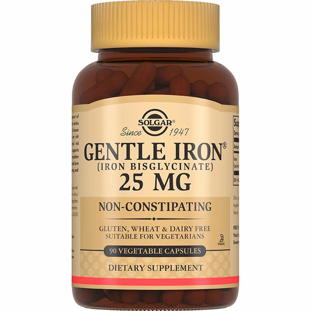 БАД Solgar Капсулы "Легкодоступное железо Gentle Iron", 90 шт. Gentle Iron 25 mg