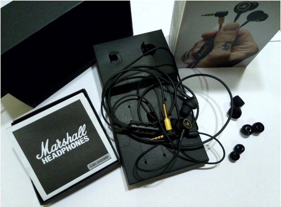 Наушники Marshall Mode EQ, mini jack 3.5 mm, черный/золотой — фото 1