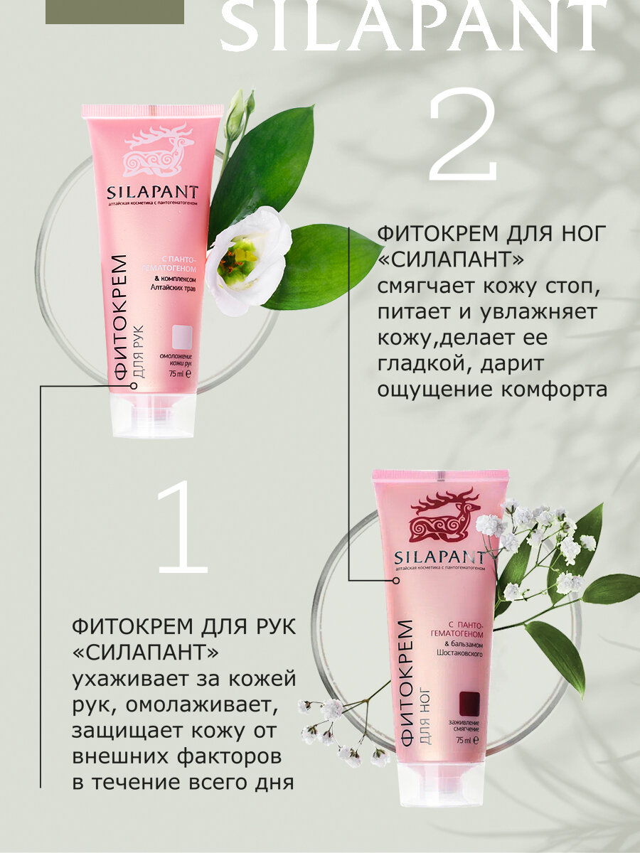 Подарочный фитокомплекс Две Линии "Силапант", для рук и ног, 2х75мл — фото 1