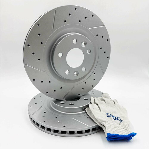 Комплект тормозных дисков передних перфорированных вентилируемых слотированных 2 шт левый и правый DZK DZK21883 для Exeed TXL VX 23390₽