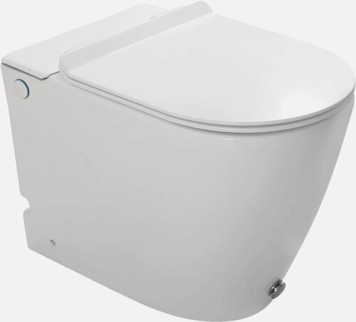 Изображение товара Унитаз приставной напольный SantiLine SL-5030 с микролифтом, безободковый, антивсплеск, фаянсовый, белый, глянцевый, овальный, сиденье для унитаза в комплекте