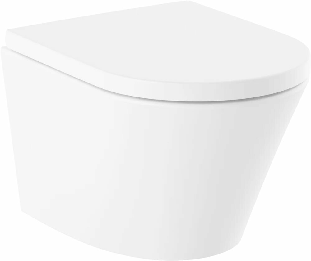 Унитаз подвесной Lavinia Boho Biore Compacto Rimless 330402CR с микролифтом  безободковый  без бачка  фарфоровый  антивсплеск  белый овальный