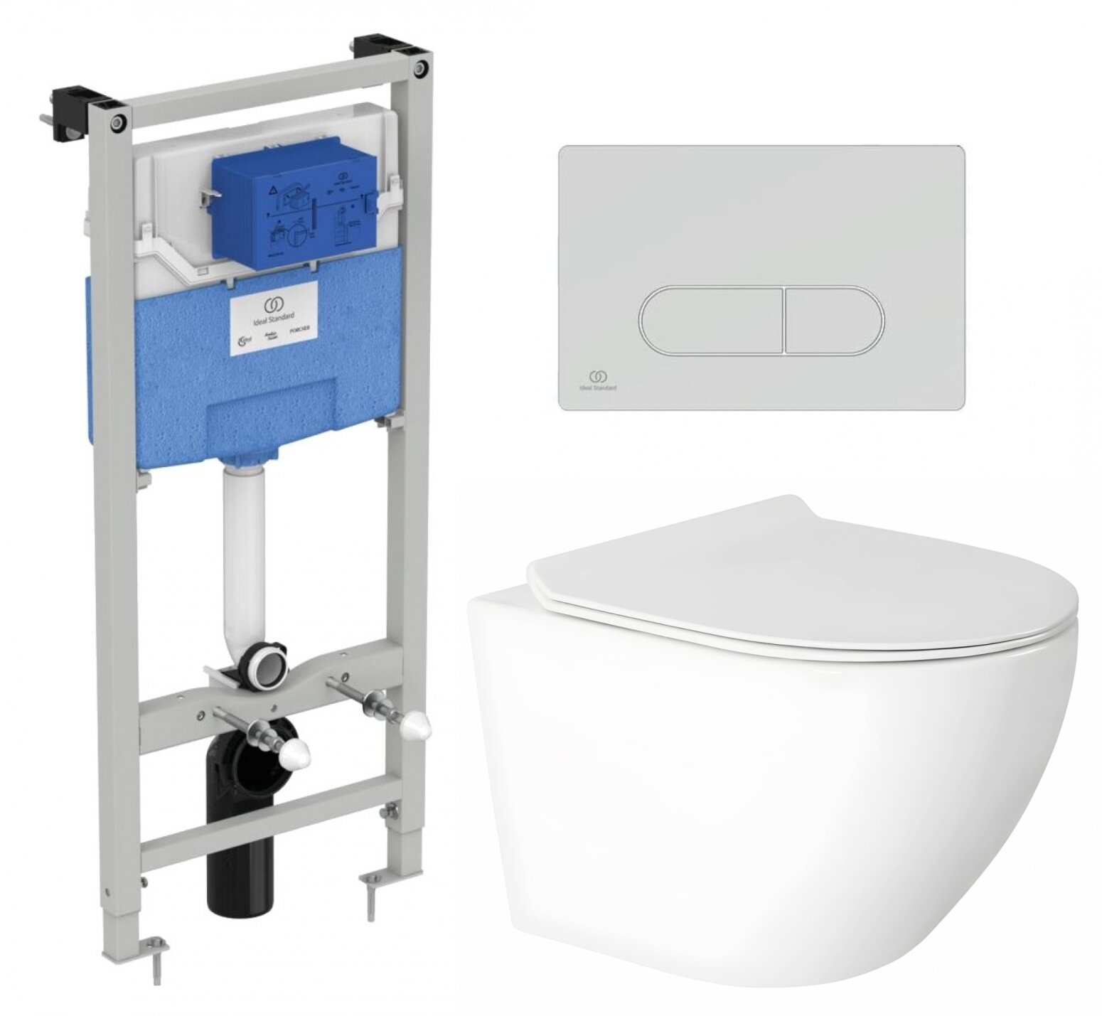 Комплект 3 в 1 инсталляция Ideal Standard + Унитаз подвесной Enio Indigo EN2870533 + кнопка хром