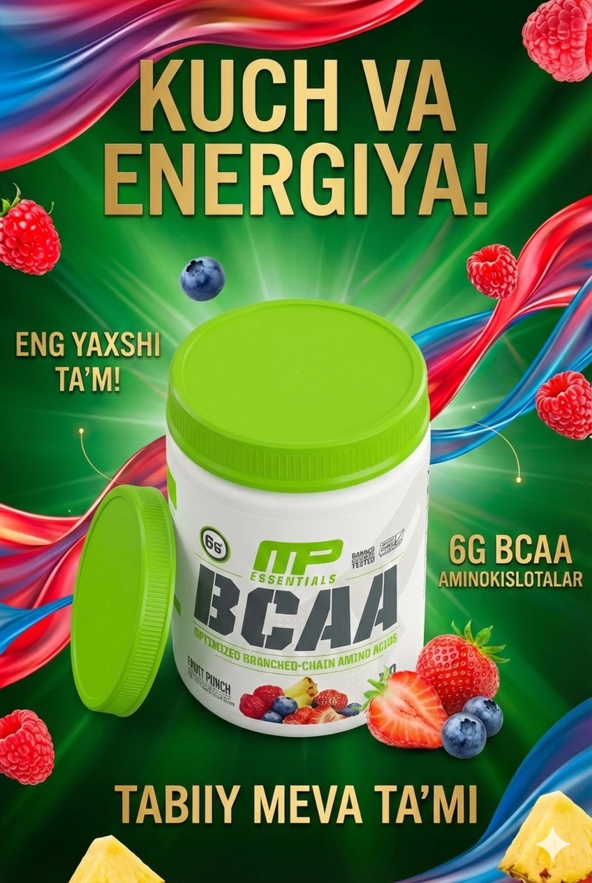 MusclePharm BCAA Essentials со вкусом фруктовый пунш, 258 г — 30 порций для восстановления и энергии