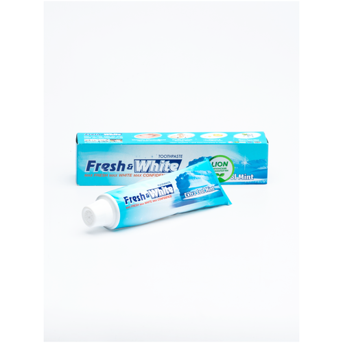 LION Thailand Паста Fresh & White Зубная Отбеливающая Супер Прохладная Мята, 160г