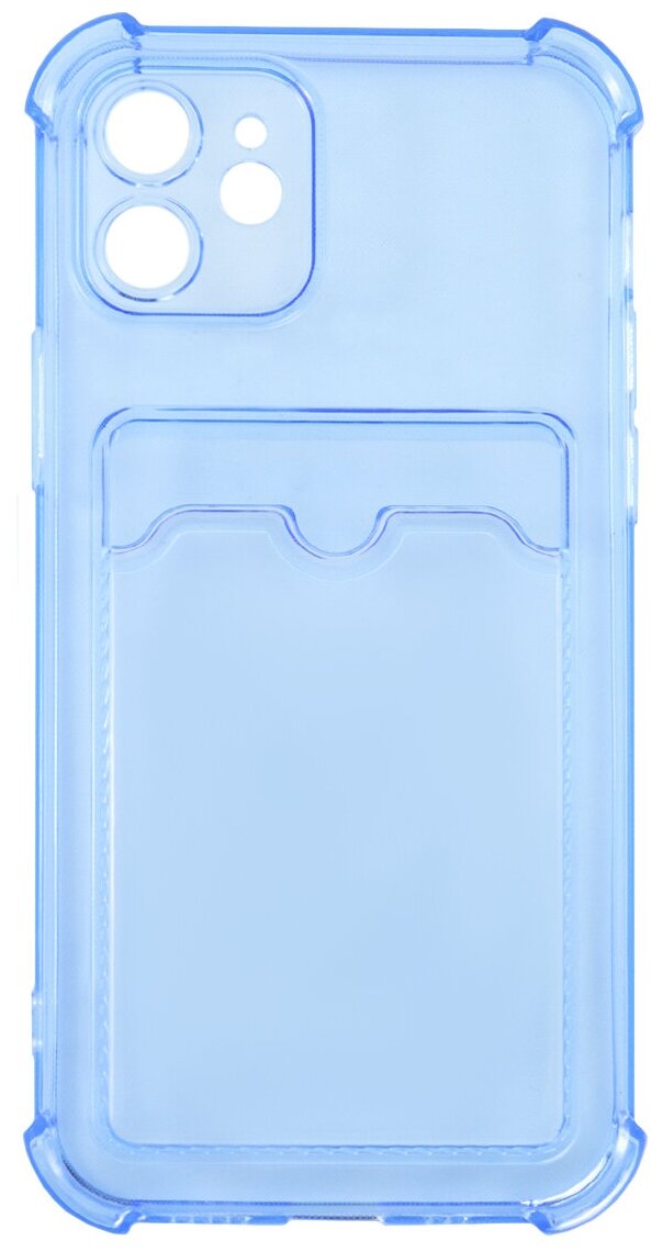 Чехол защитный усиленный TPU LuxCase для Apple iPhone 12, Прозрачно-синий, 1,5 м - фото №1