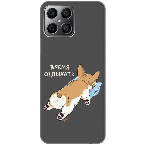 Матовый Soft Touch силиконовый чехол на Honor X8, Хонор Икс 8 с 3D принтом Relax for corgi черный матовый soft touch силиконовый чехол на honor x8 хонор икс 8 с 3d принтом relax for corgi черный