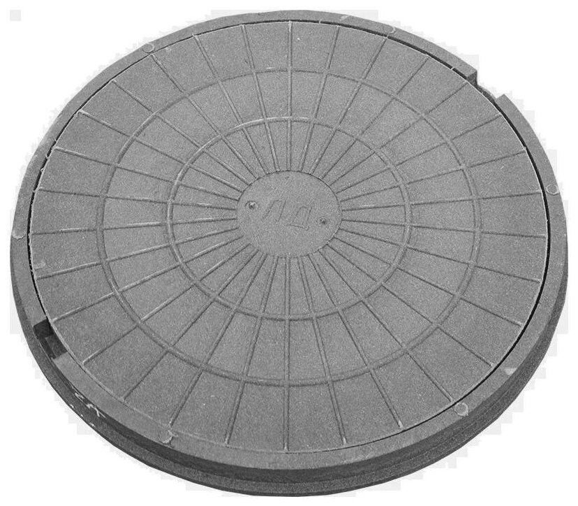 Люк полимерно-композитный серый круглый нагрузка 1.5 тонны 460х60х10мм (ширина наружная Х высота Х толщина крышки)