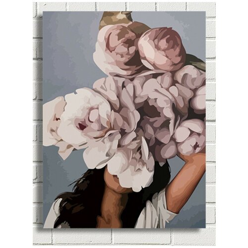 Картина по номерам Девушка (цветы, розы) - 8484 В 30x40