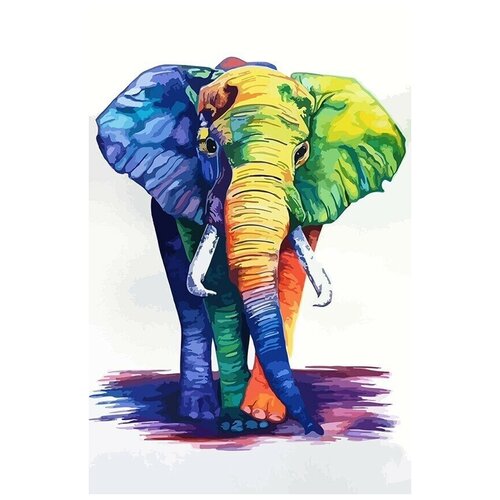 Картина по номерам на холсте красочный слон (животные) - 8211 В 60x40 картина по номерам красочный слон животные 8211 в 30x40