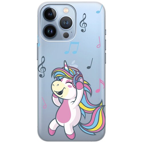 Силиконовый чехол на Apple iPhone 13 Pro / Эпл Айфон 13 Про с рисунком Musical Unicorn силиконовый чехол на apple iphone 13 эпл айфон 13 с рисунком musical unicorn soft touch мятный