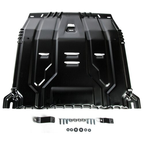 Защита картера и КПП AutoMax для Hyundai Santa Fe IV 2018-2021/Tucson III 2015-2021/Kia Sorento III Prime 2015-2020/Sportage IV 2016-2018 2018-н. в, сталь 1.4 мм, с крепежом, штампованная, AM.2375.1