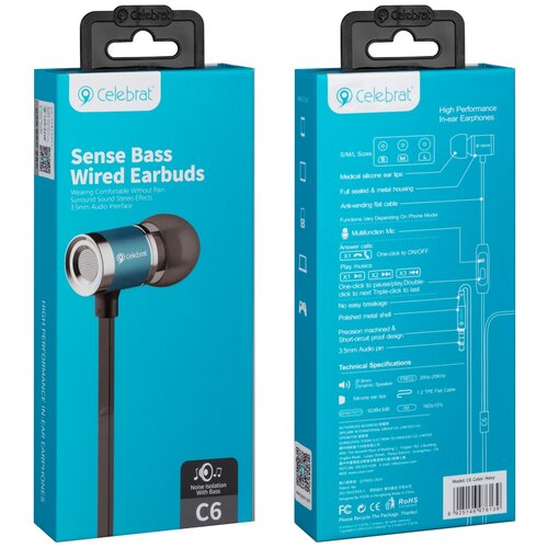 Наушники CELEBRAT C6 синий NAVY 99000₽